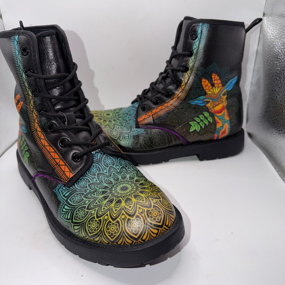 Unbranded W(8) Mandala Giraffe Combat Boots Psychedelic Chakra Boho Festival Art